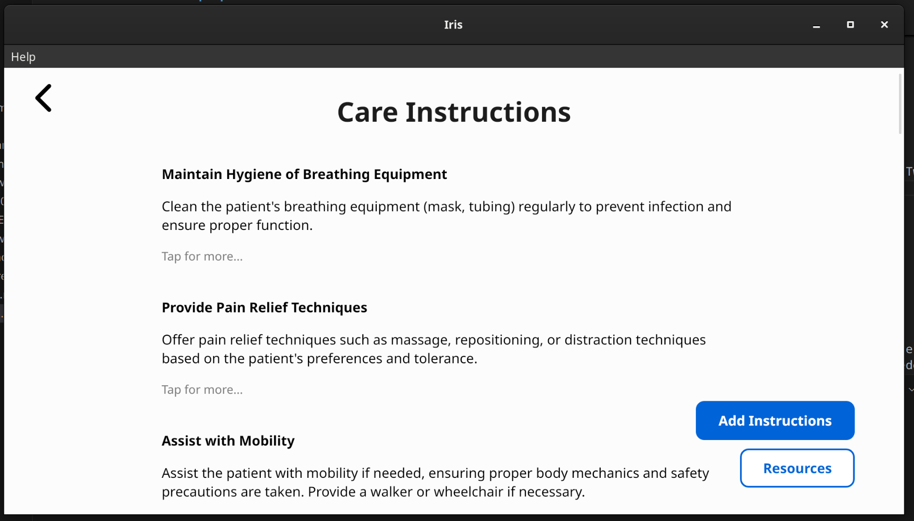 Iris Care Instructions